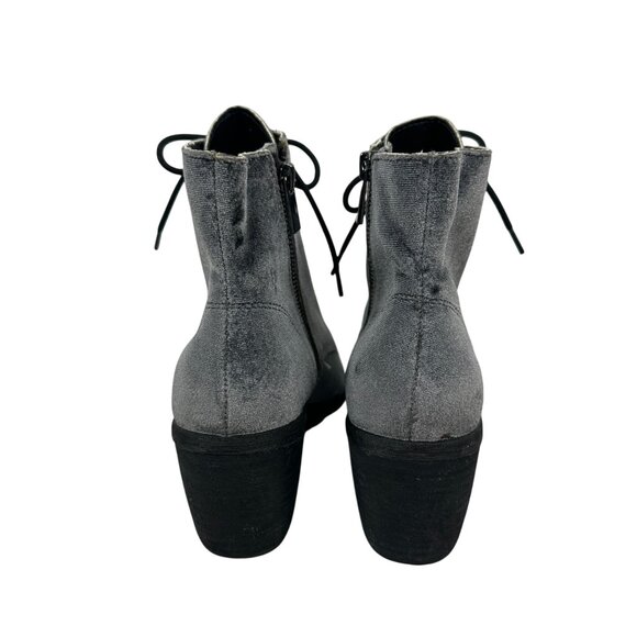 Dolce Vita Grey Velvet Lace-Up Ankle Boots Block Heel & Side Zipper Size 8.5 - Picture 4 of 8